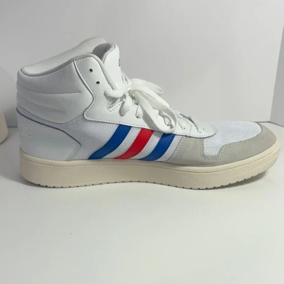 adidas White Athletic Shoes with Blue and Red Stripes - Picture 5 of 9